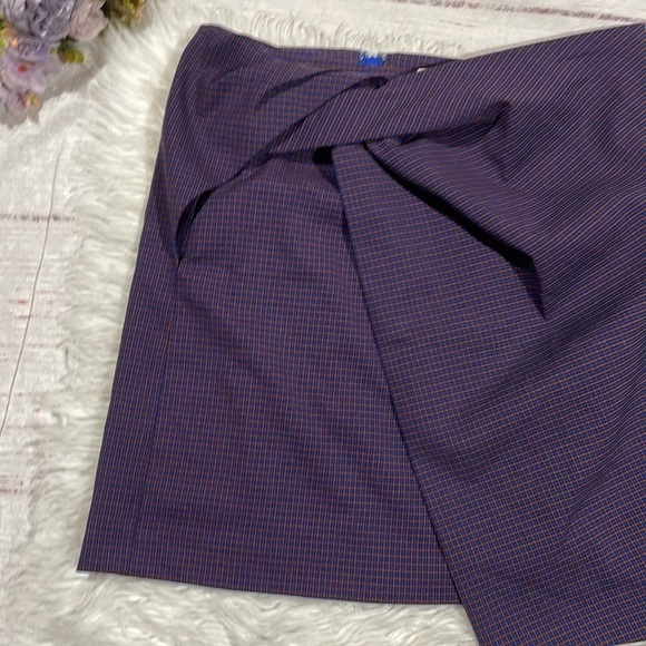 Aritzia Babaton Plaid Checkered Twist Front Jethro Mini Skirt - Picture 6 of 10